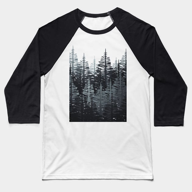 Pine Forest - Black & Grey Baseball T-Shirt by SilverPegasus